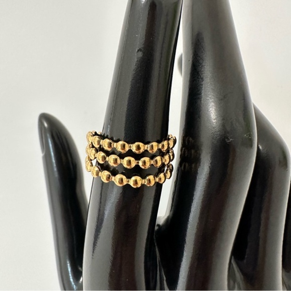 18K Gold Plated Beaded Geometric Open Ring